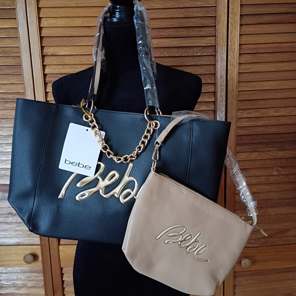 Bebe Black and Tan Tote Bag Set 🖤